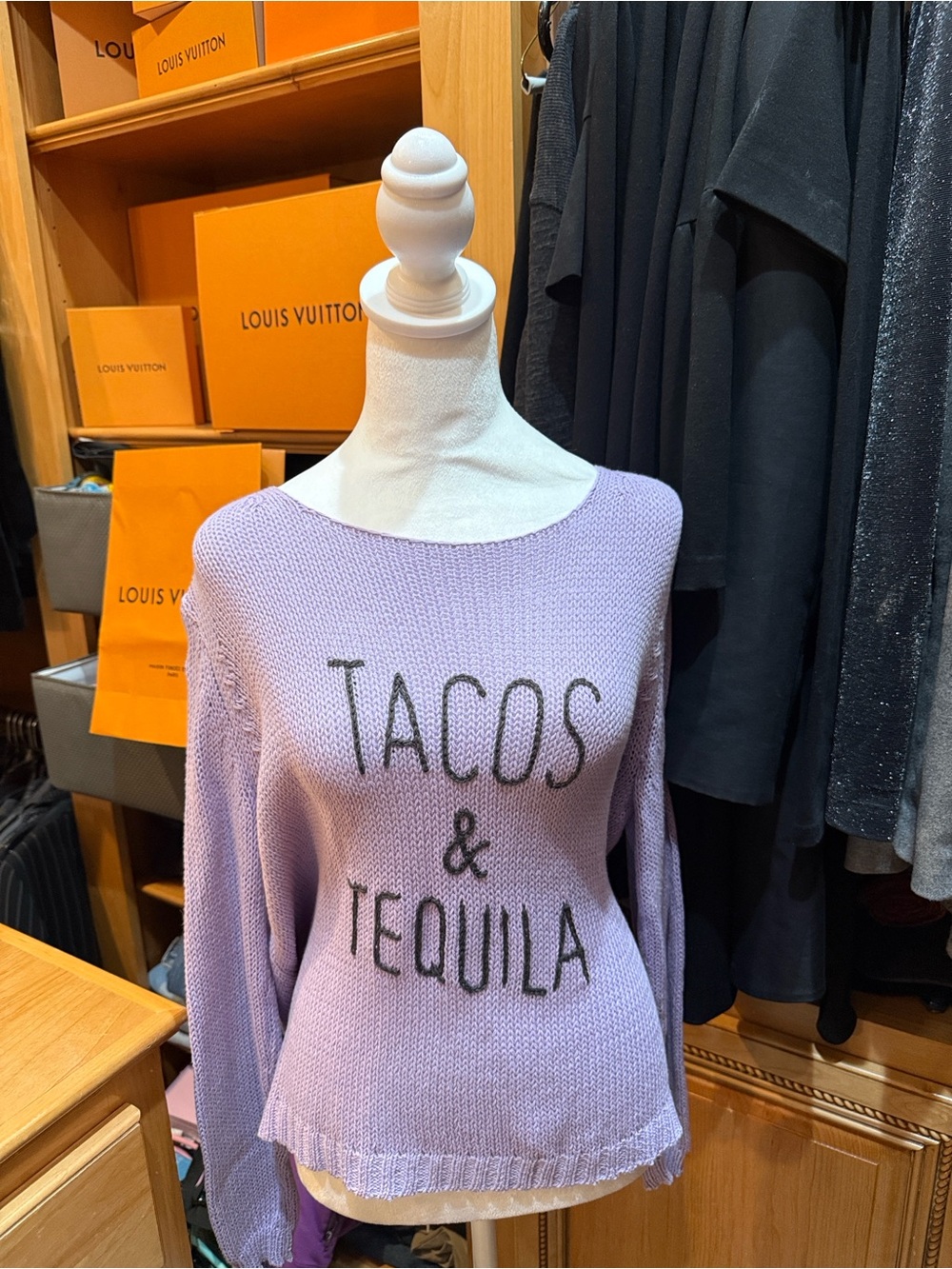 Wooden Ships Lavender 'Tacos & Tequila' Graphic Crewneck Sweater